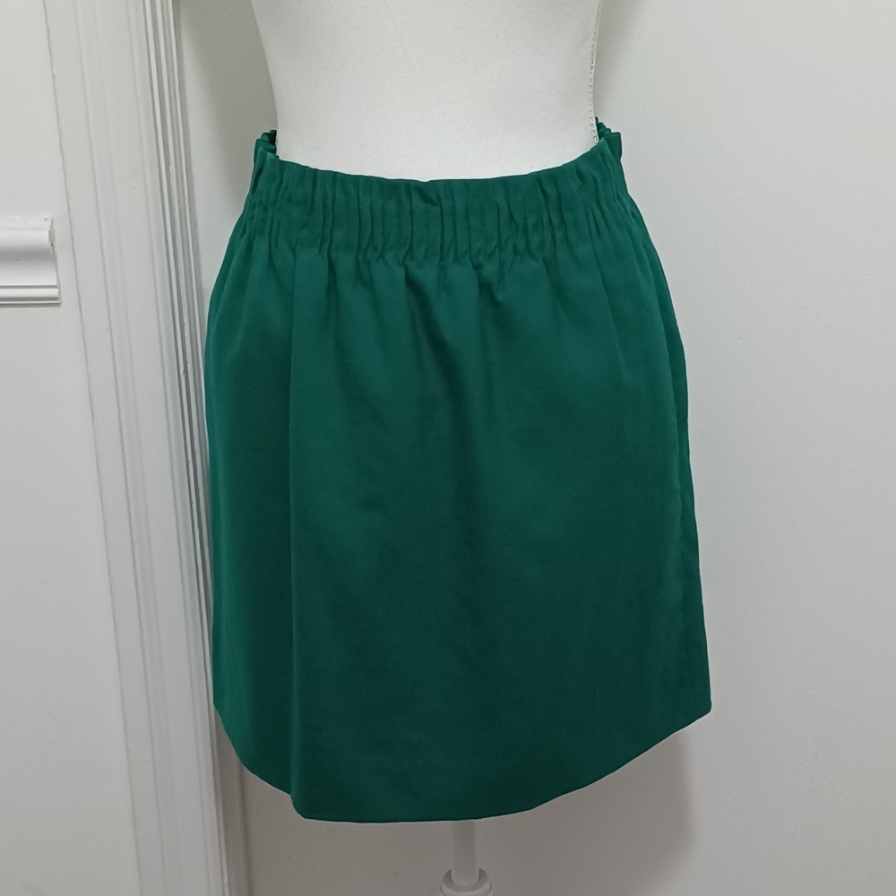 JCrew Womens Green Wool Blend Mini Skirt Stretch Waist Lined Pockets 4